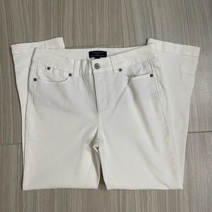 Talbots White Denim Jeans 👖 Size 6 | 5-Pocket & Button Detail Hem